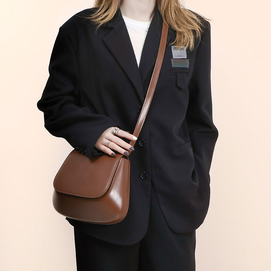 Crossbody Bag Vegan Leather Women Retro Small Saddle Satchel Shoulder Bag With Long Adjustable Strap